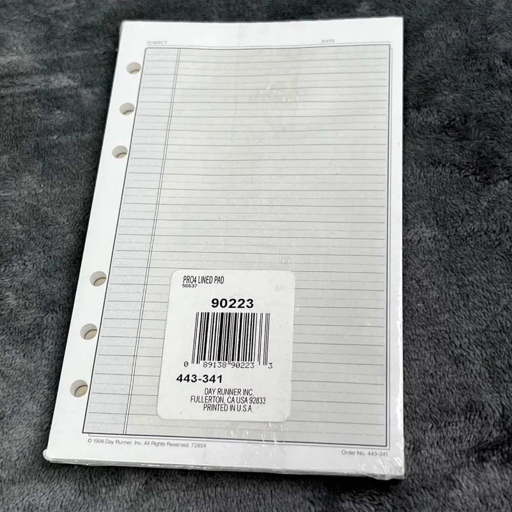 Day Runner Lined Note Pad Pro Business System 6 Ring Page Size 4.25x6.75 NIP